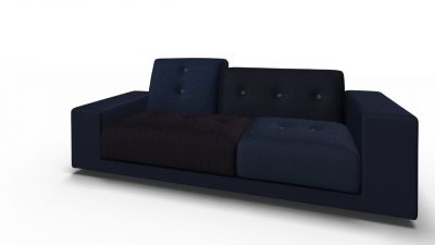Polder Compact Sofa Nachtblau Niedrige Armlehne links Vitra